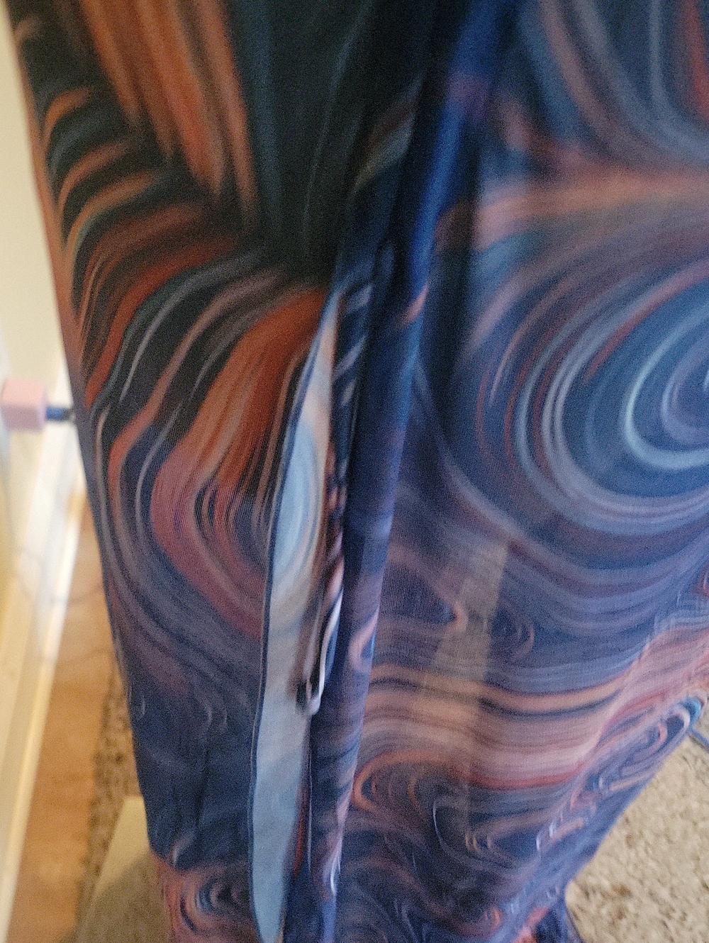 Plus Size Blue Swirl Long Sleeve Side-Slit Maxi Dress Cover Up - Picture 5 of 5